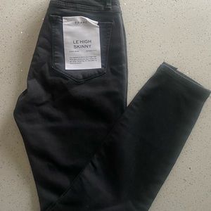 NWT Frame Black Skinny Fit Jeans with Dtressed Raw Hem Size 31/Size 12